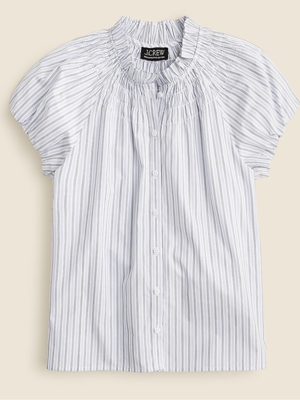 J.Crew Women’s Light Blue & White Striped Button-Front Top